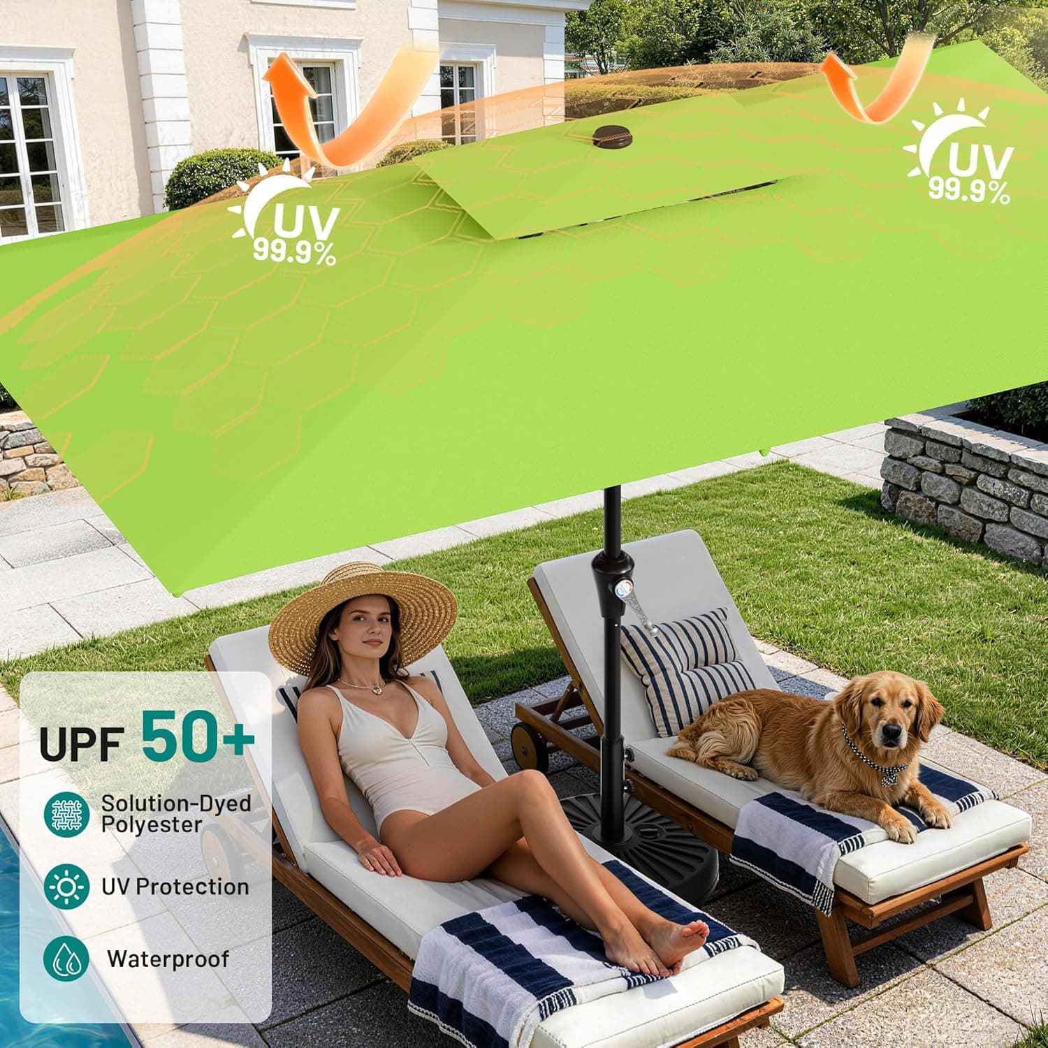 AreShark 9 FT Patio Umbrella with Push Button Tilt and Crank, 8 Sturdy Ribs thumbnail 4