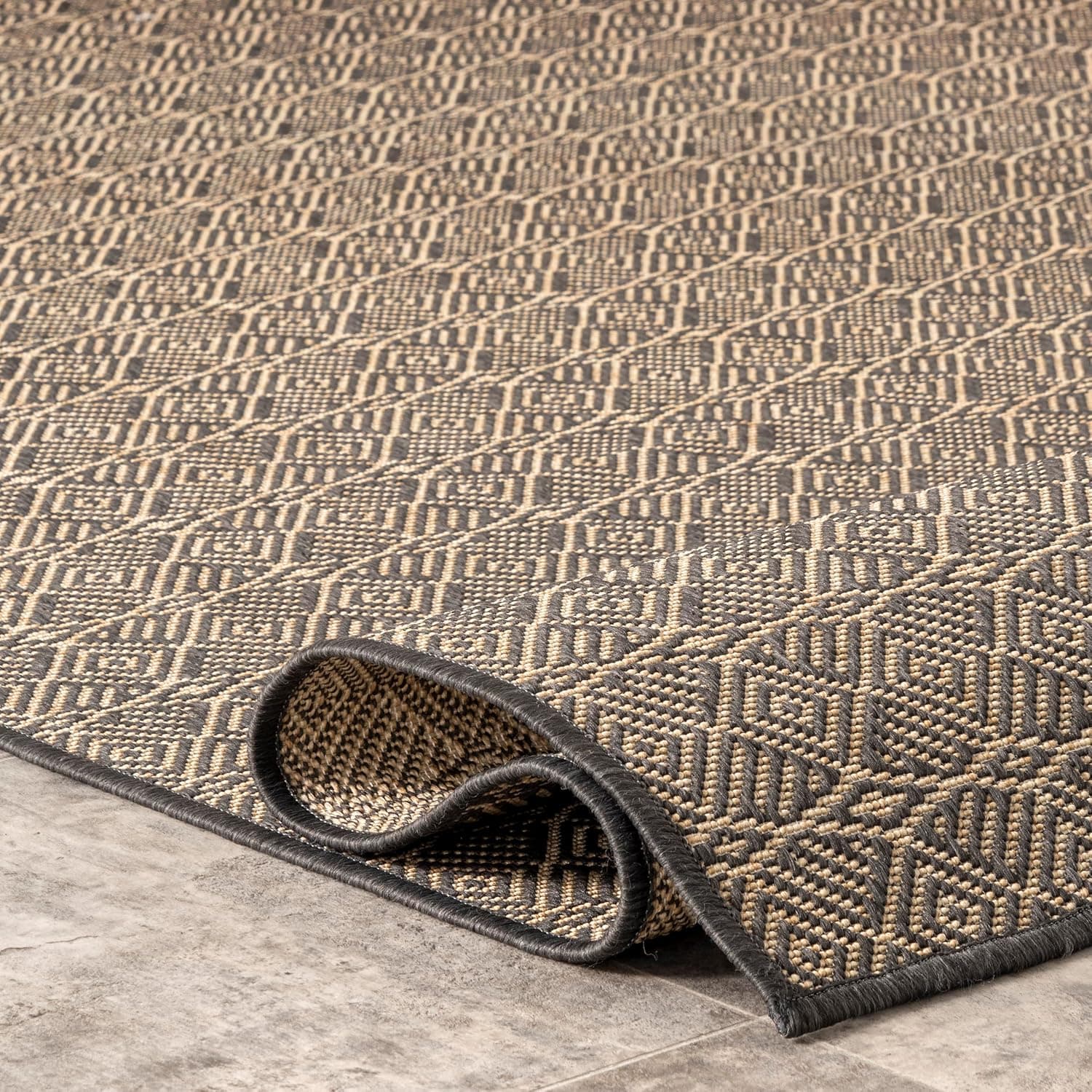 nuLOOM Margo Diamonds Indoor/Outdoor Rug 5x8 Charcoal thumbnail 5