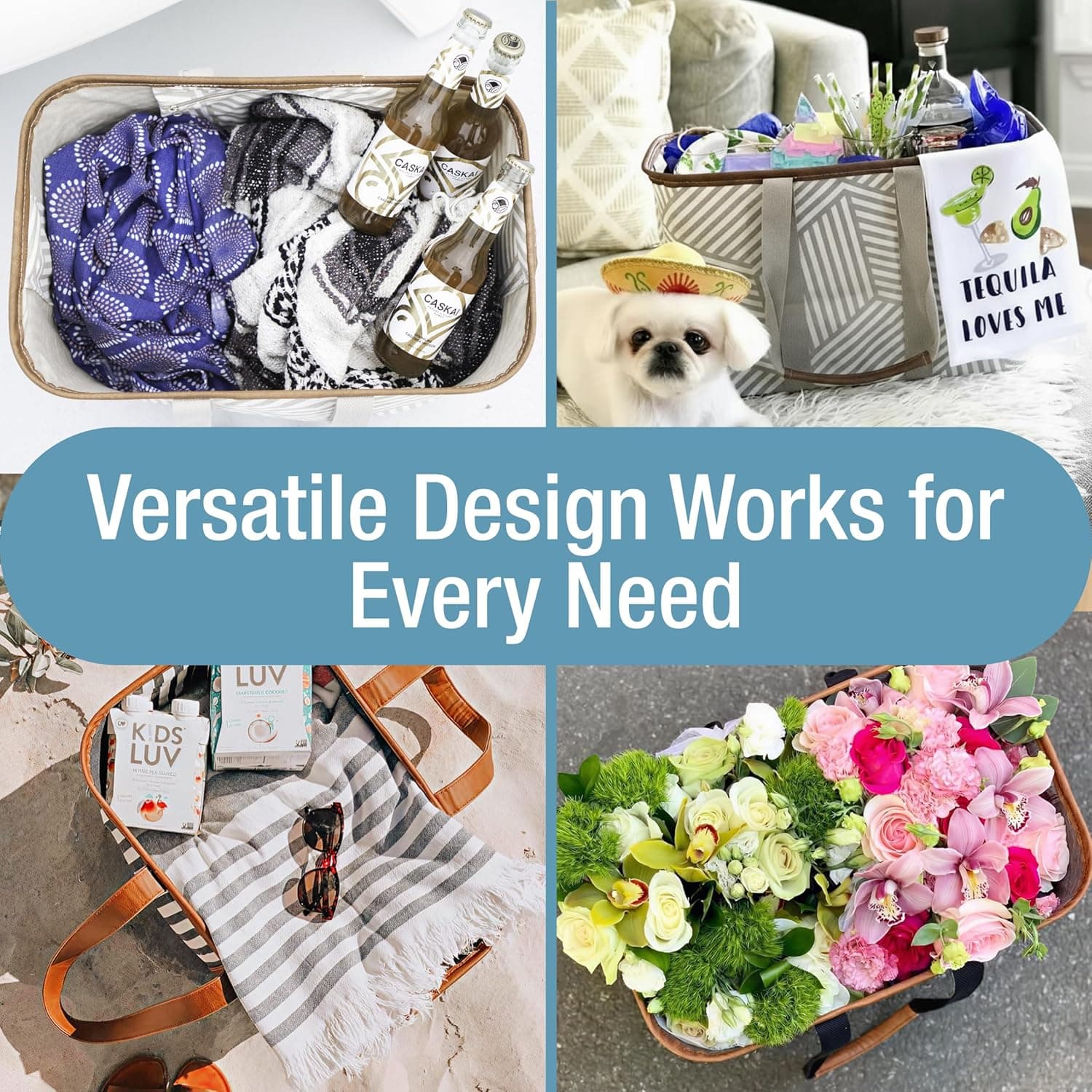 CleverMade Collapsible LUXE Tote Reusable Grocery Bag 30L thumbnail 3