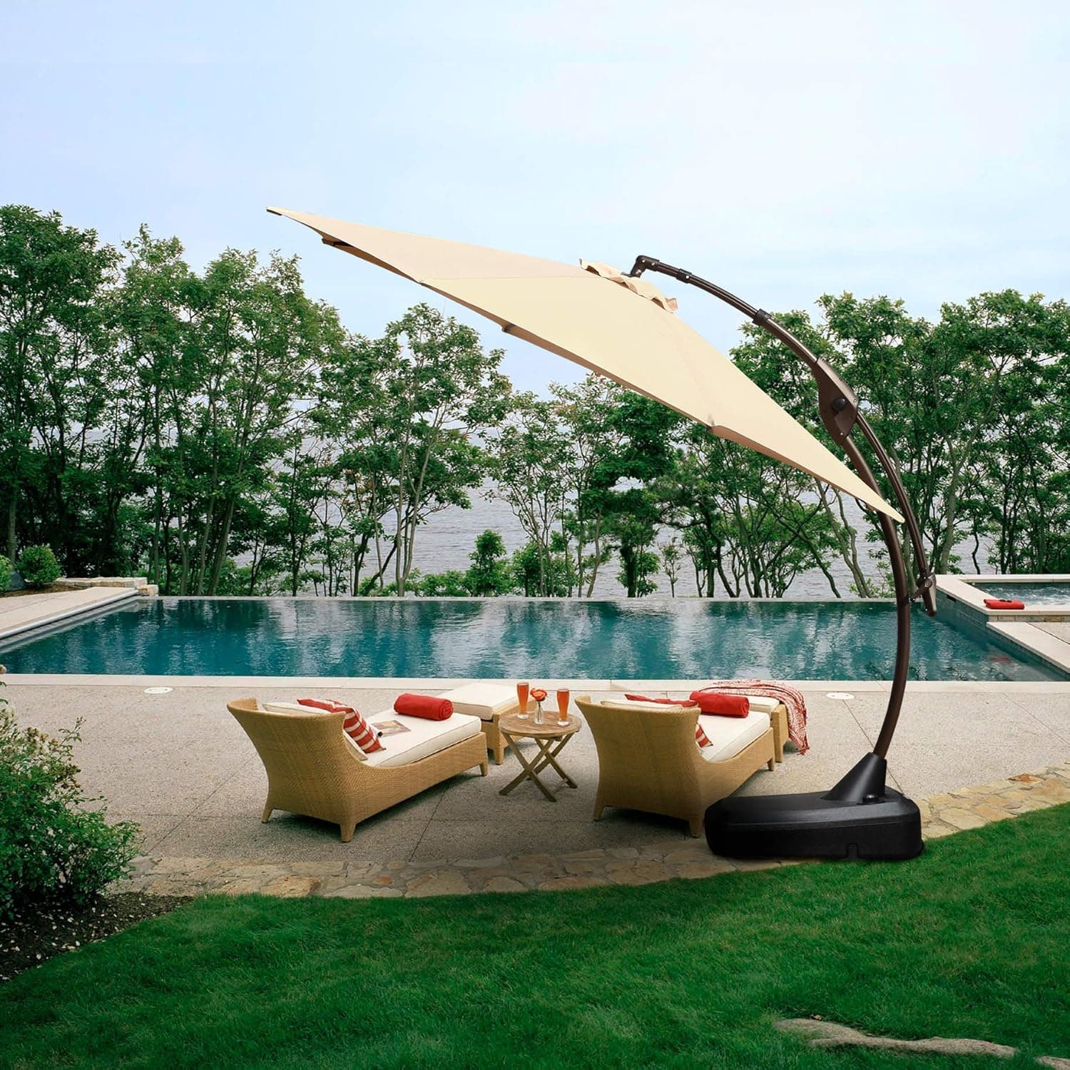 Grand Patio Deluxe NAPOLI 12 FT Curvy Aluminum Offset Cantilever Umbrella with Base thumbnail 4