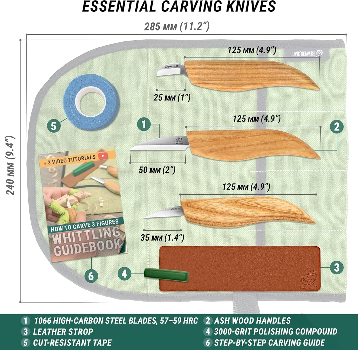 BeaverCraft Wood Carving Knife Kit S15 Whittling Kit for Beginners thumbnail 5