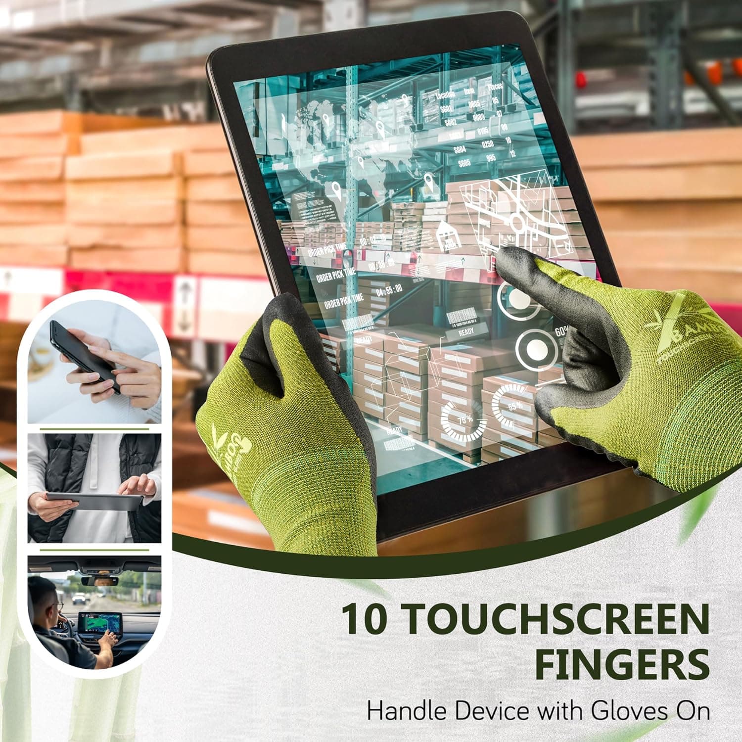 COOLJOB 2-Pair Gardening Gloves with Touchscreen Fingertips thumbnail 3