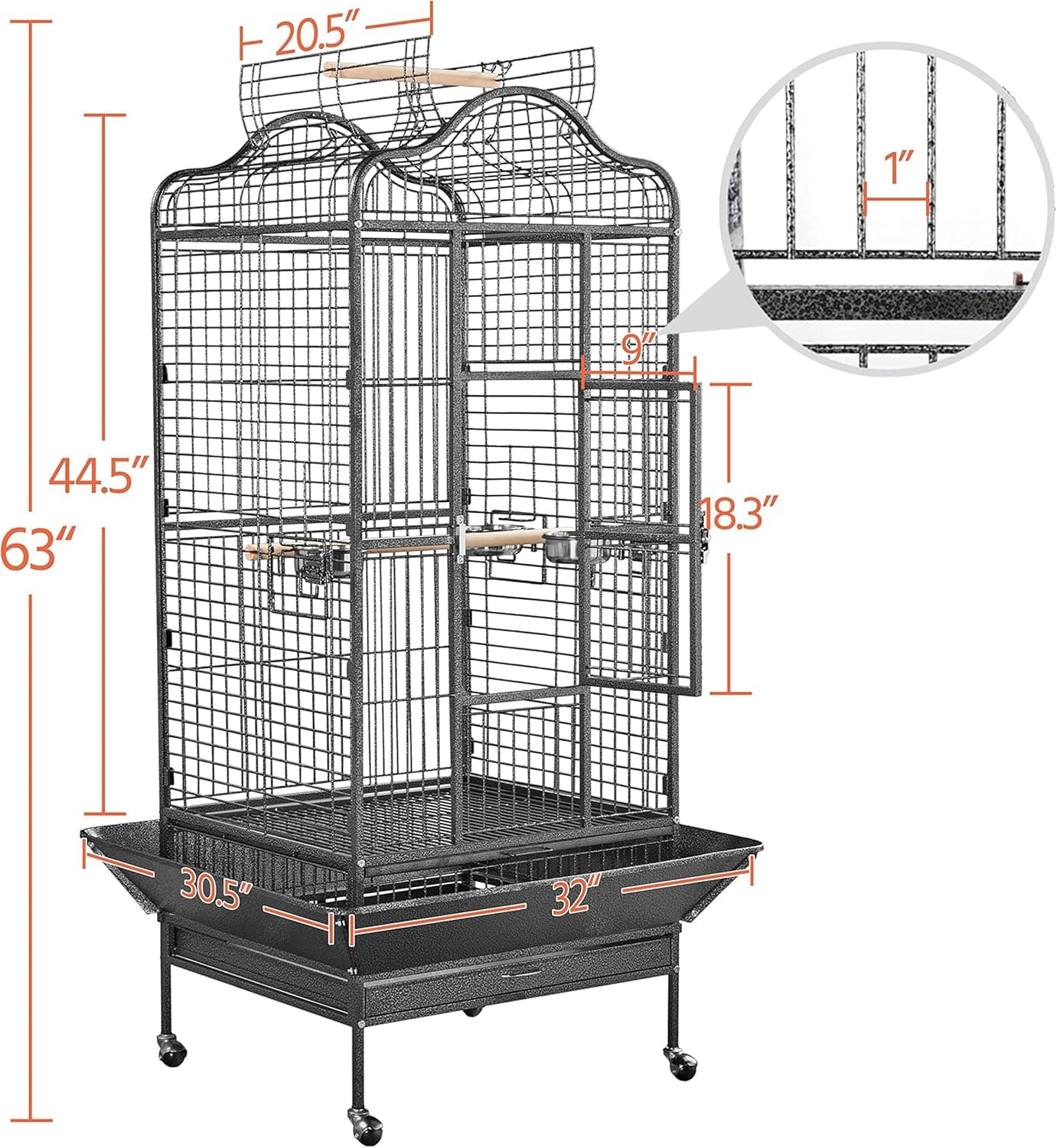Yaheetech 63-Inch Open Play Top Extra Large Bird Cage thumbnail 2