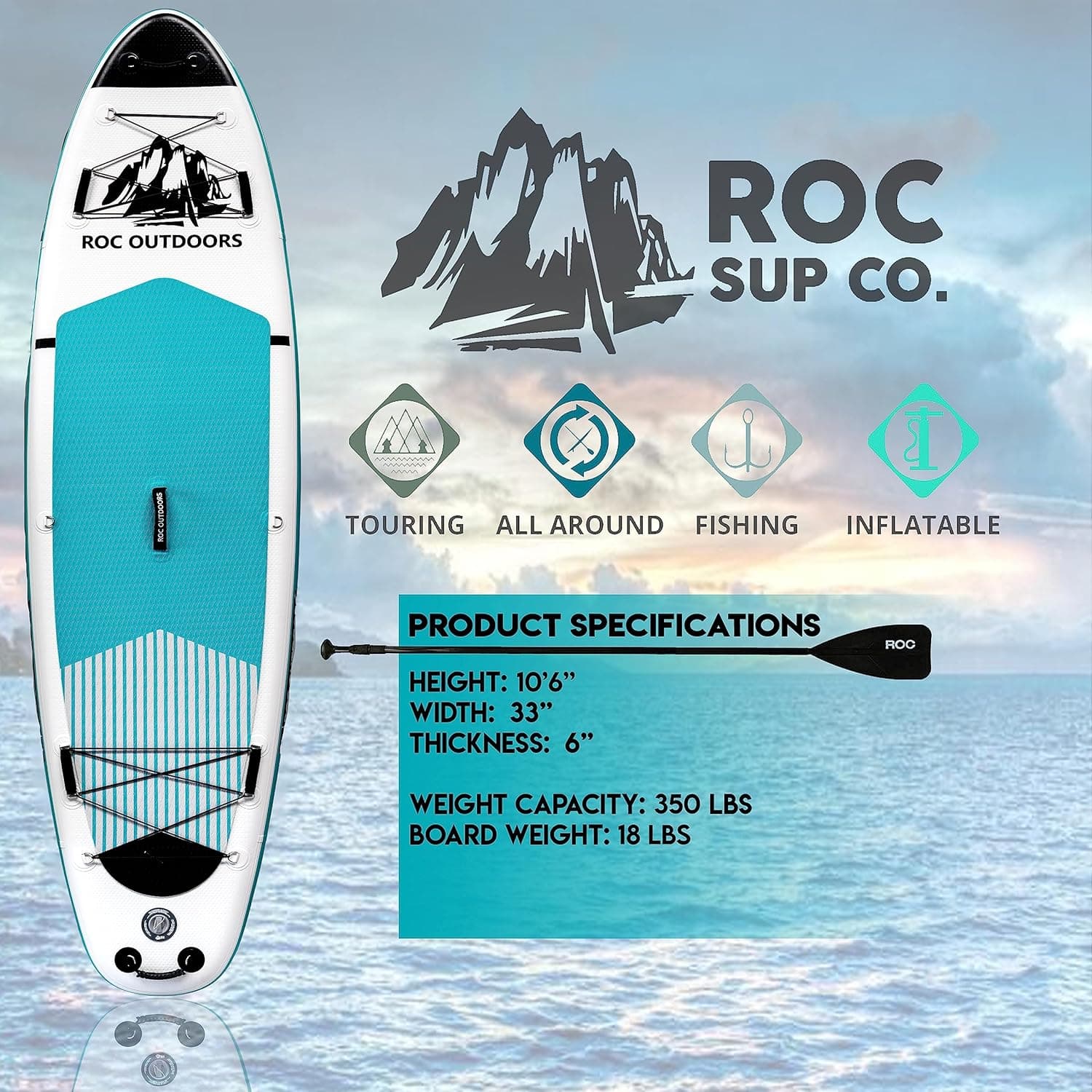 Roc Inflatable Stand Up Paddle Board 10'6" thumbnail 3