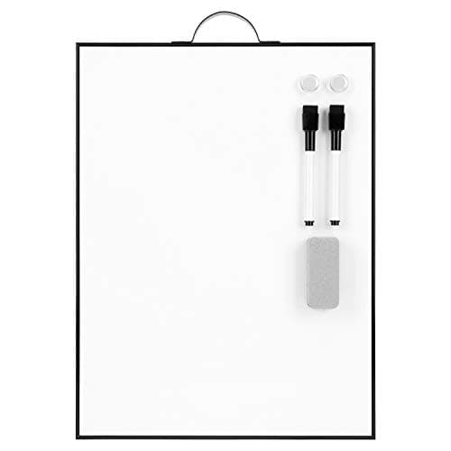 TSJ OFFICE Small White Board - 16" X 12" Portable Black Aluminum Framed Whiteboard