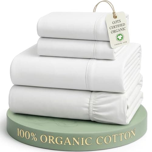 LANE LINEN Queen Sheets 100% Organic Cotton 4pc Percale Cooling