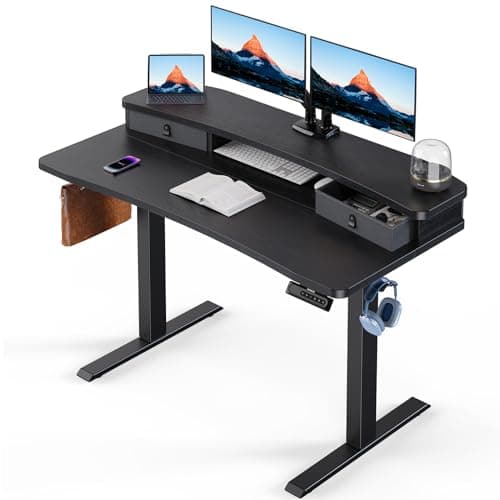 HUANUO 48″ x 24″ Electric Standing Desk with 2 Drawers