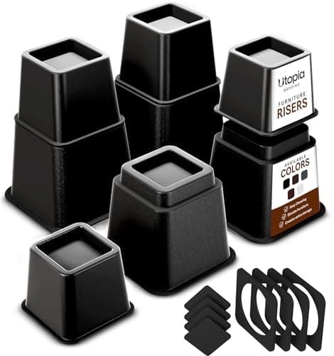 Utopia Bedding Adjustable Bed Risers 3 & 5 Inch, Black, 4-Pack - image 1