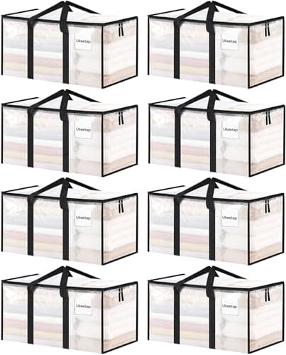 8 Pack Extra Large Clothes Storage Bins with Lids