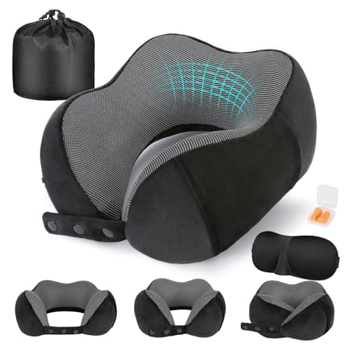 Cirorld Neck Pillow for Traveling, Travel Pillows for Airplanes Black