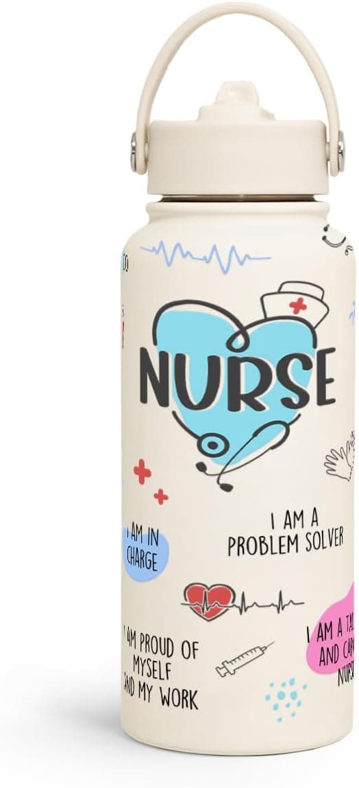 SANDJEST Nurse Water Bottle 32oz Stainless Steel Insulated - image 1