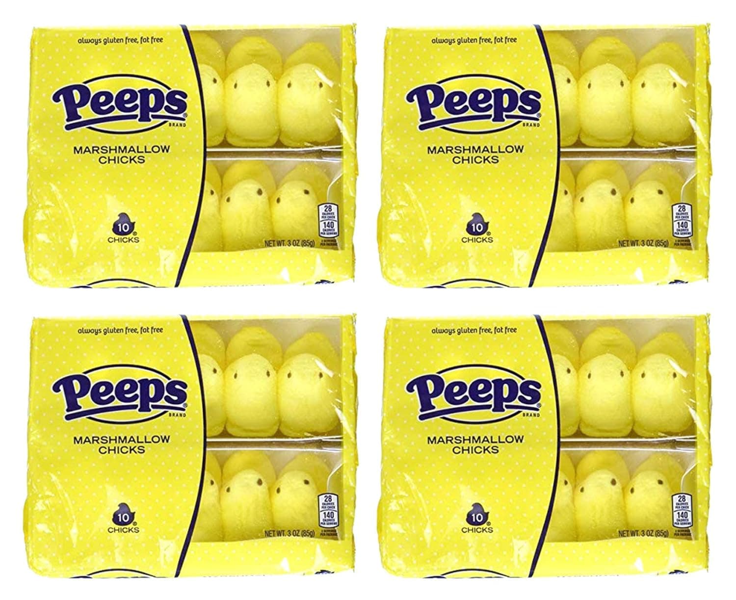 Peeps Yellow Marshmallow Chicks, 10 Count (Pack of 4)