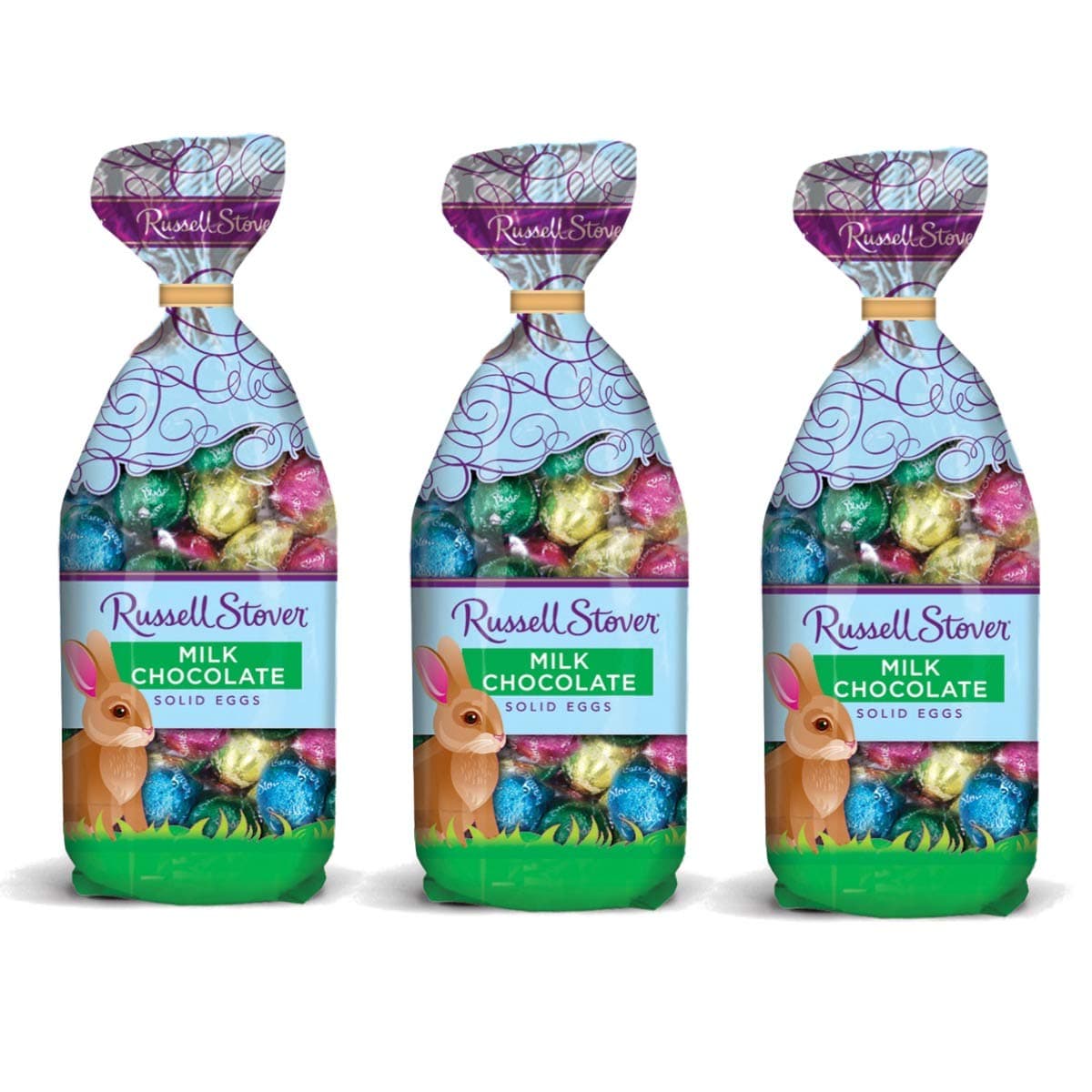 Russell Stover Solid Milk Chocolate Easter Eggs in Foil, 9 oz (Pack of 3)