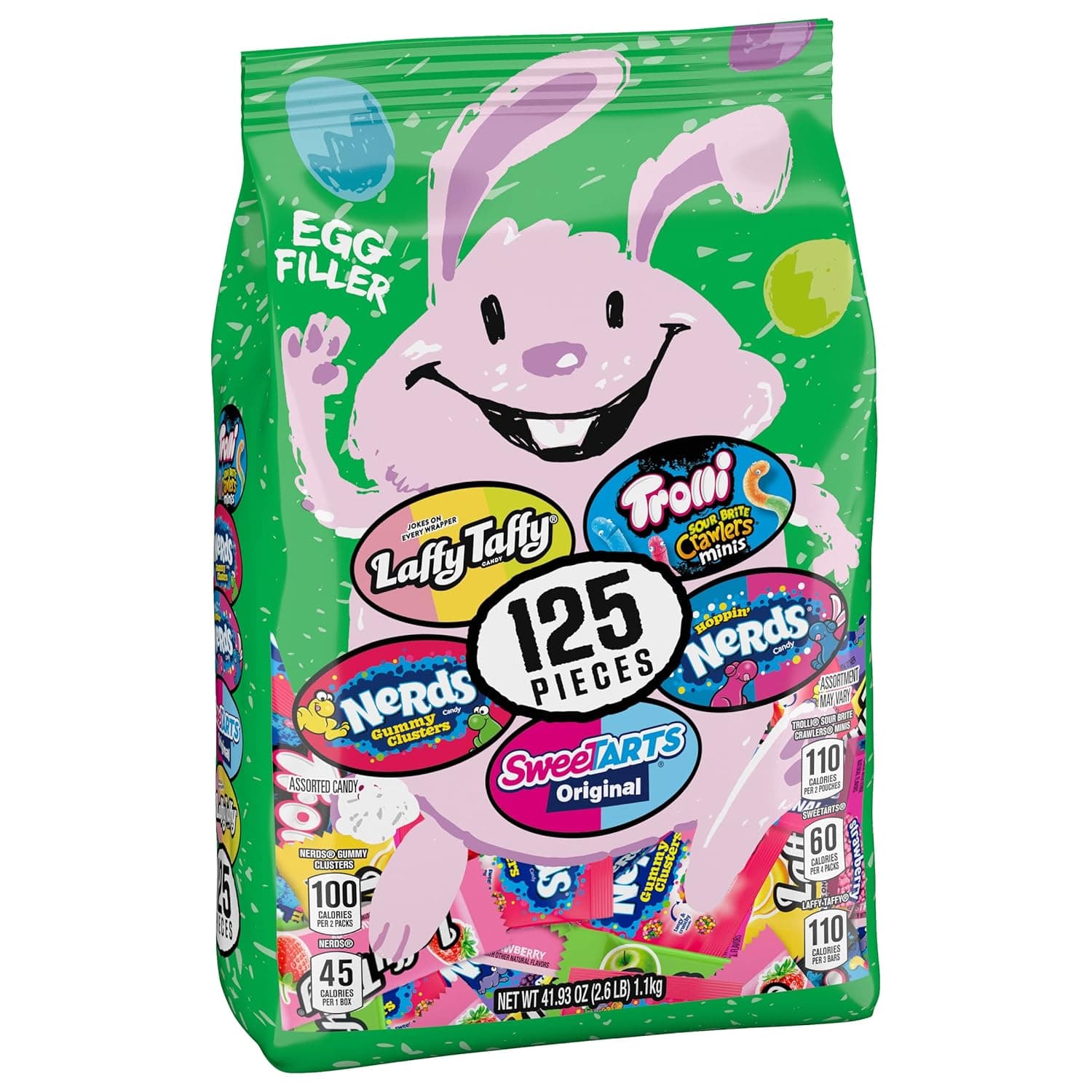 SweeTARTS, Trolli, Laffy Taffy & Nerds Easter Egg Filler Variety Bag, 125 Pieces